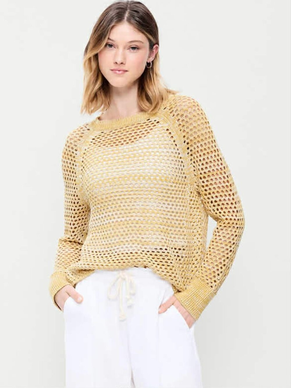 Old Navy Seaside Cotton Open-Knit Raglan Sweater Medium
